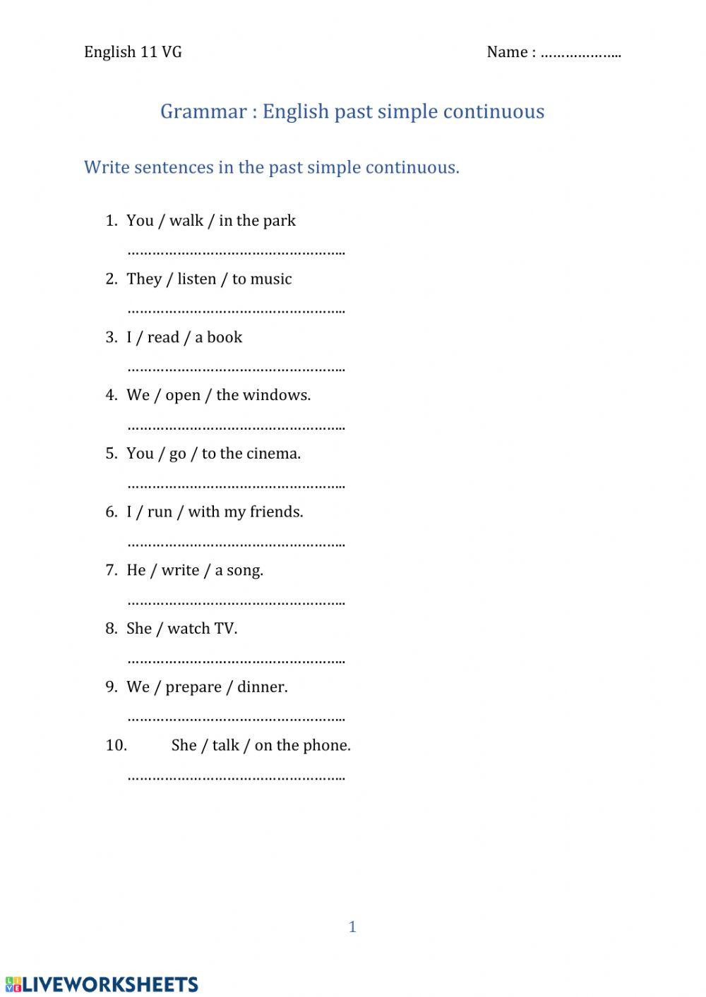 Simple past continuous