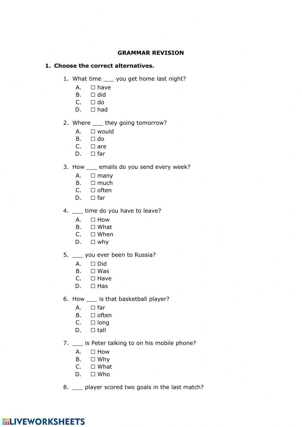 Grammar revision - tenses, passive voice, gerund, second conditional
