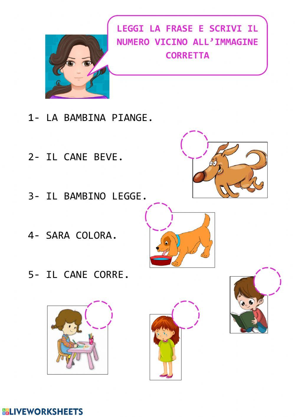 Lettura di semplici frasi