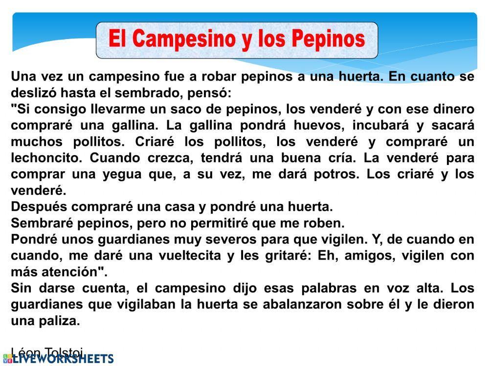 Lectura: El campesino y los pepinos