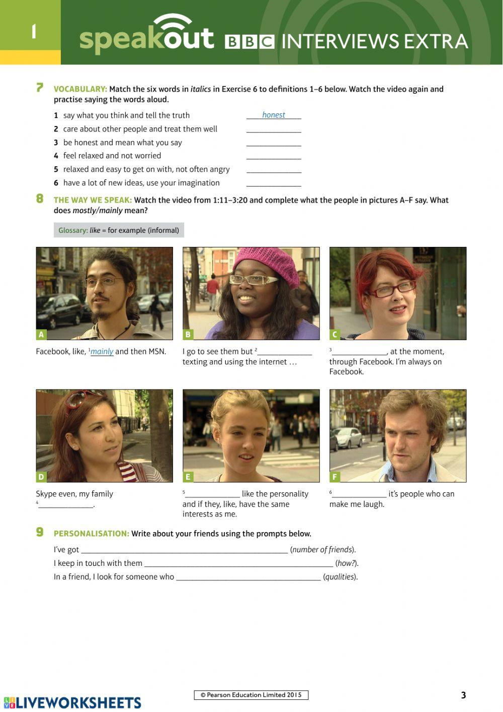 Speakout Pre-Intermediate Unit 1 Video online exercise for | Live ...