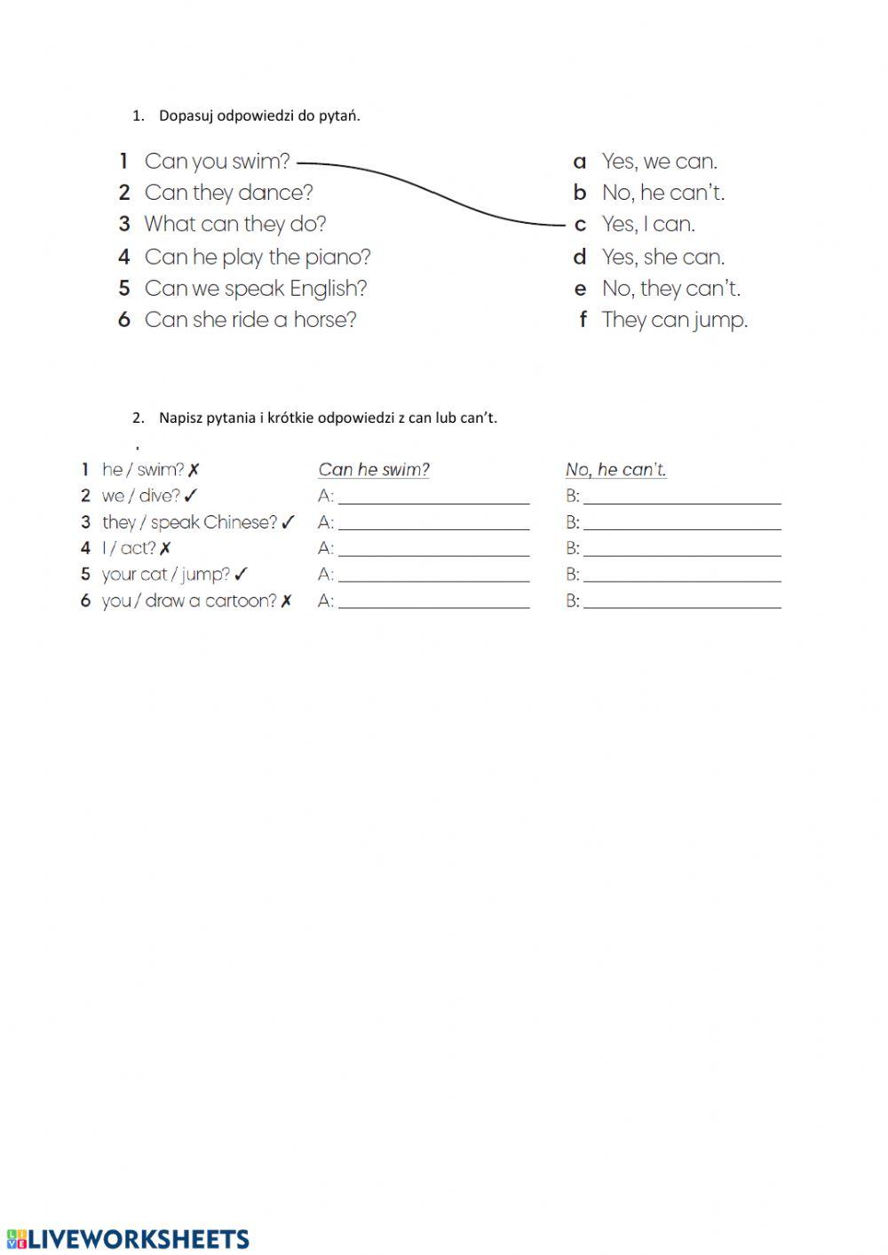 klasa 4a - pytania i krótkie odpowiedzi z can.