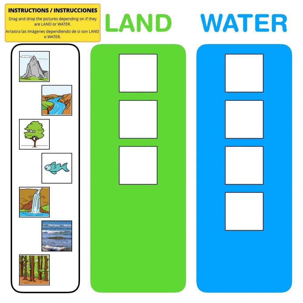 Land or water - Drag and drop activity