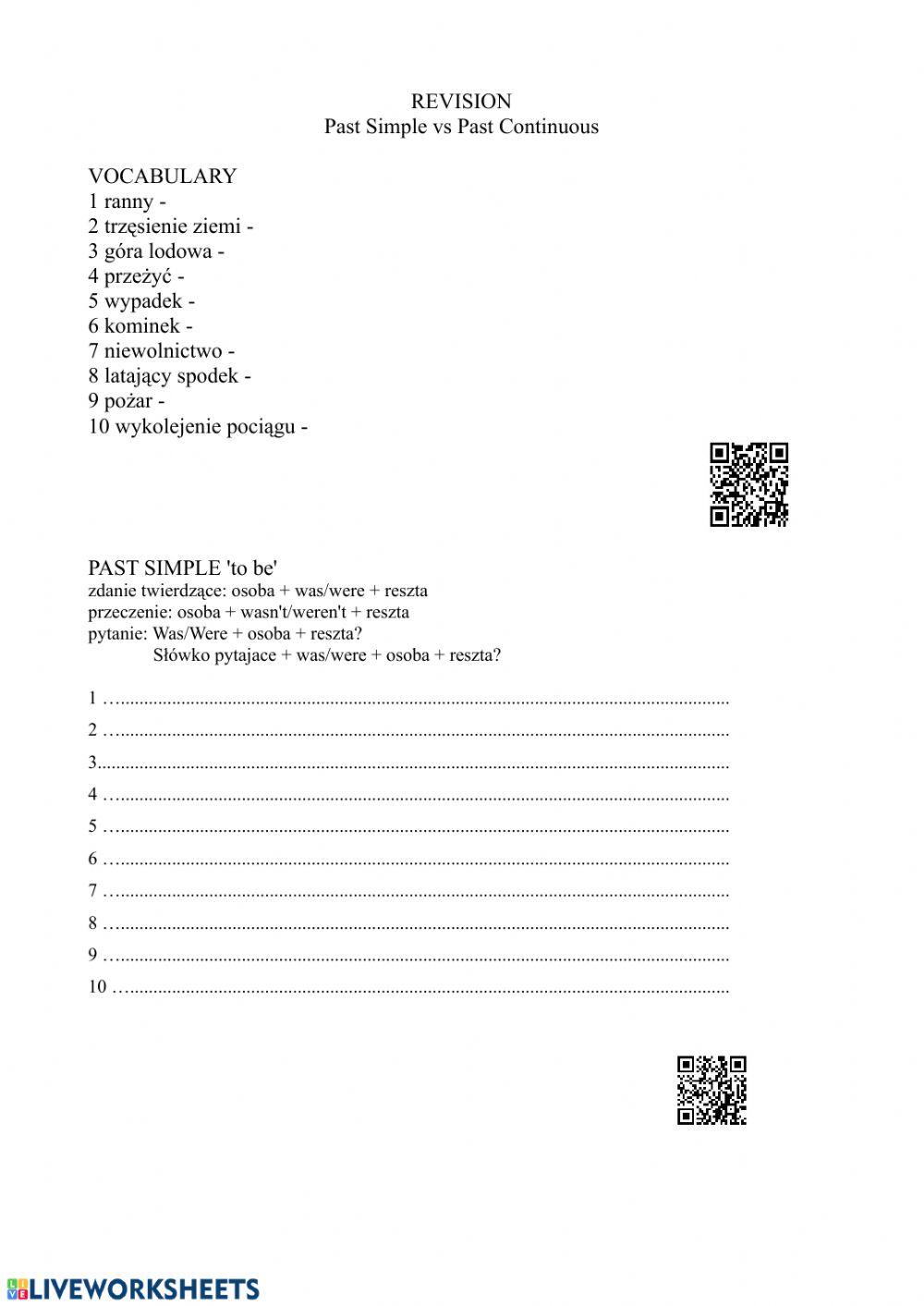 Past Simple vs Past Continuous revision
