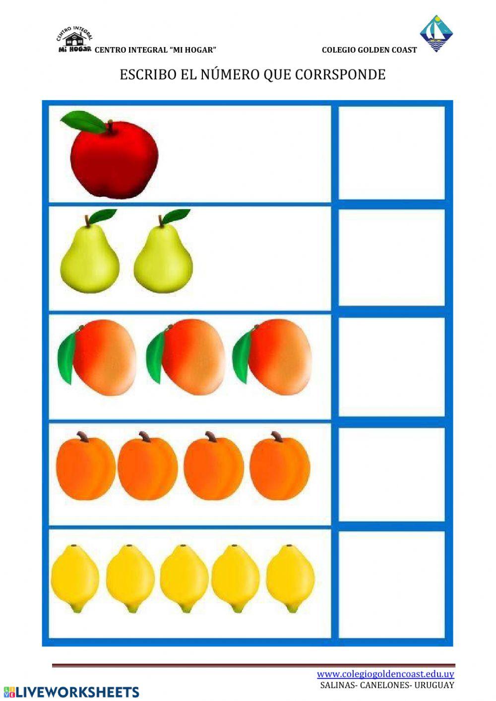 Escribo el número que corresponde