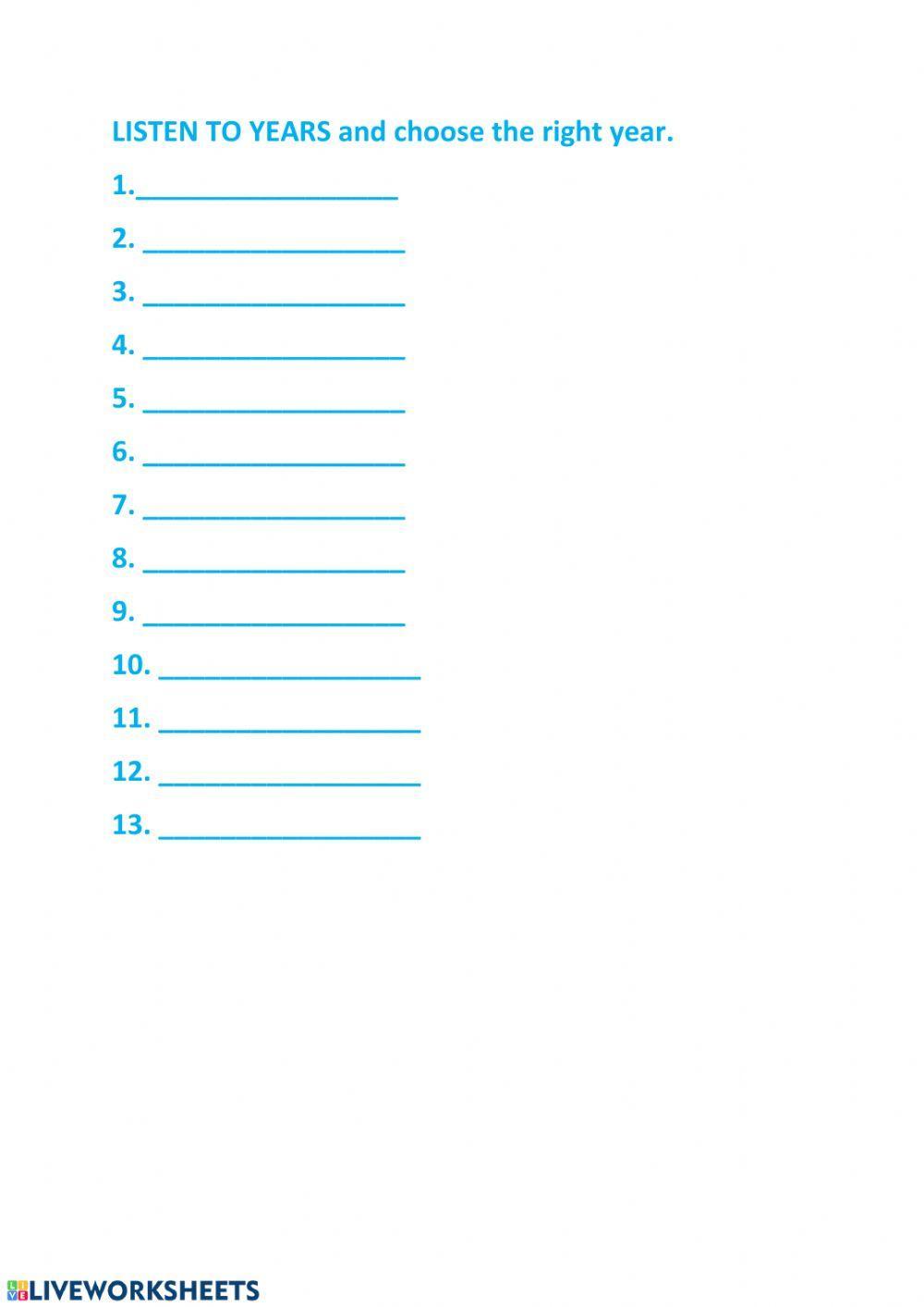 Years-listening task