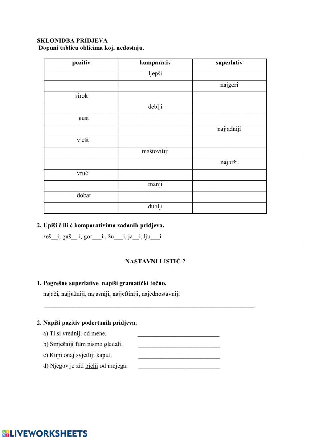 Stupnjevanje pridjeva