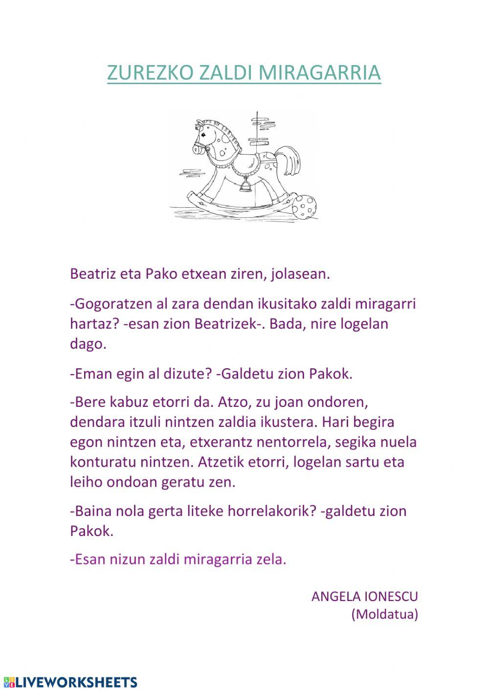 Irakurketa - zurezko zaldi miragarria