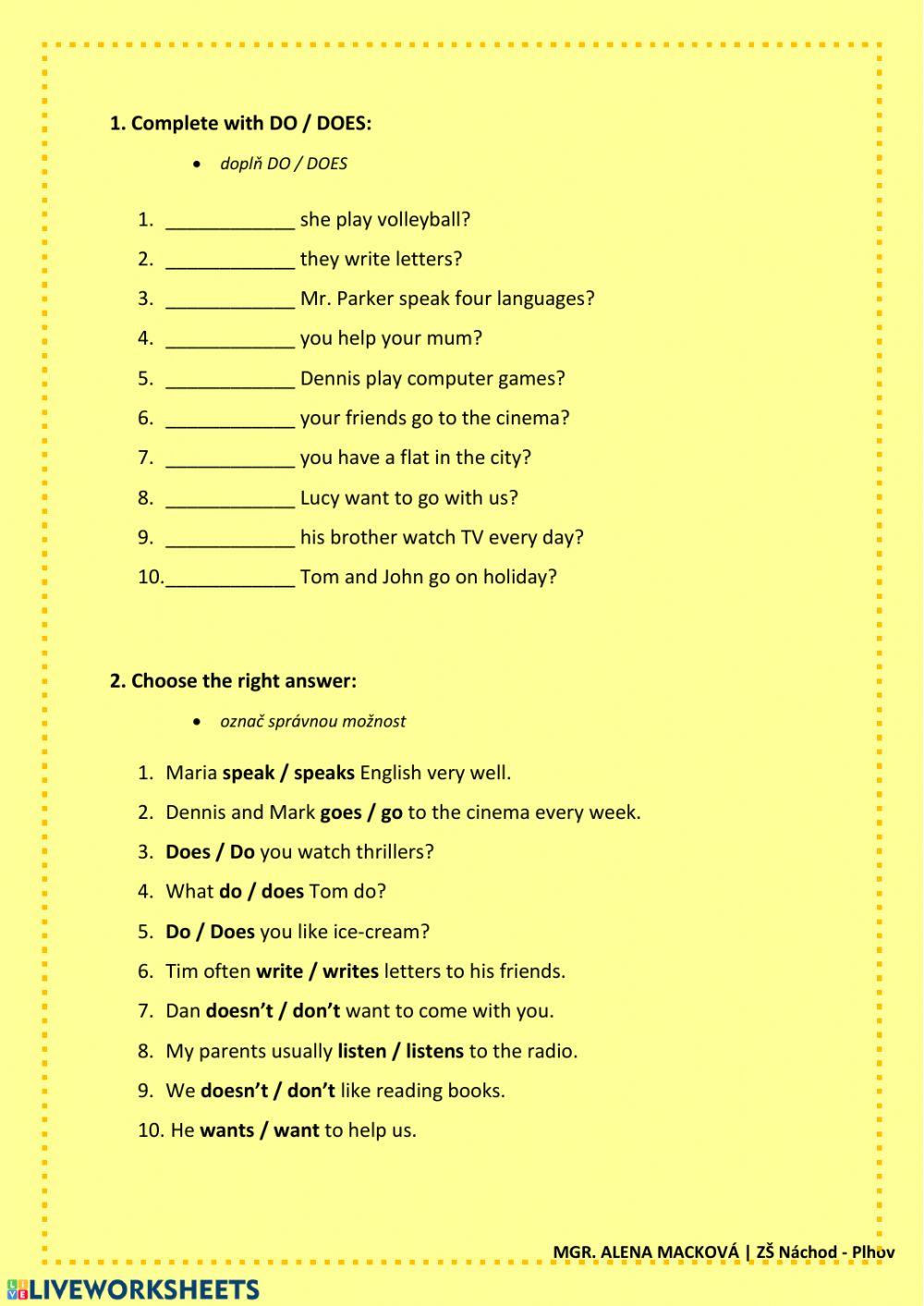 Present simple tense Present simple tense