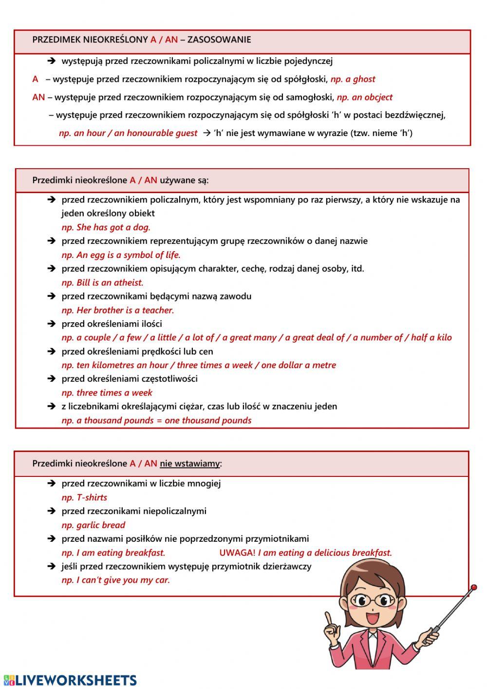 Indefinite article - przedimek nieokreślony