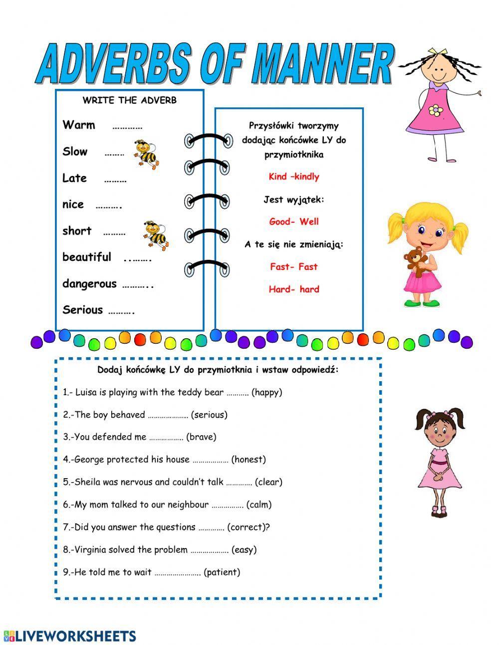 Sdverbs of manner Sdverbs of manner