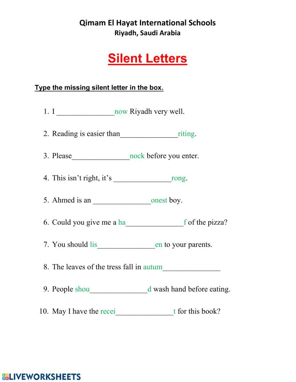 Silent Letters Grade 4