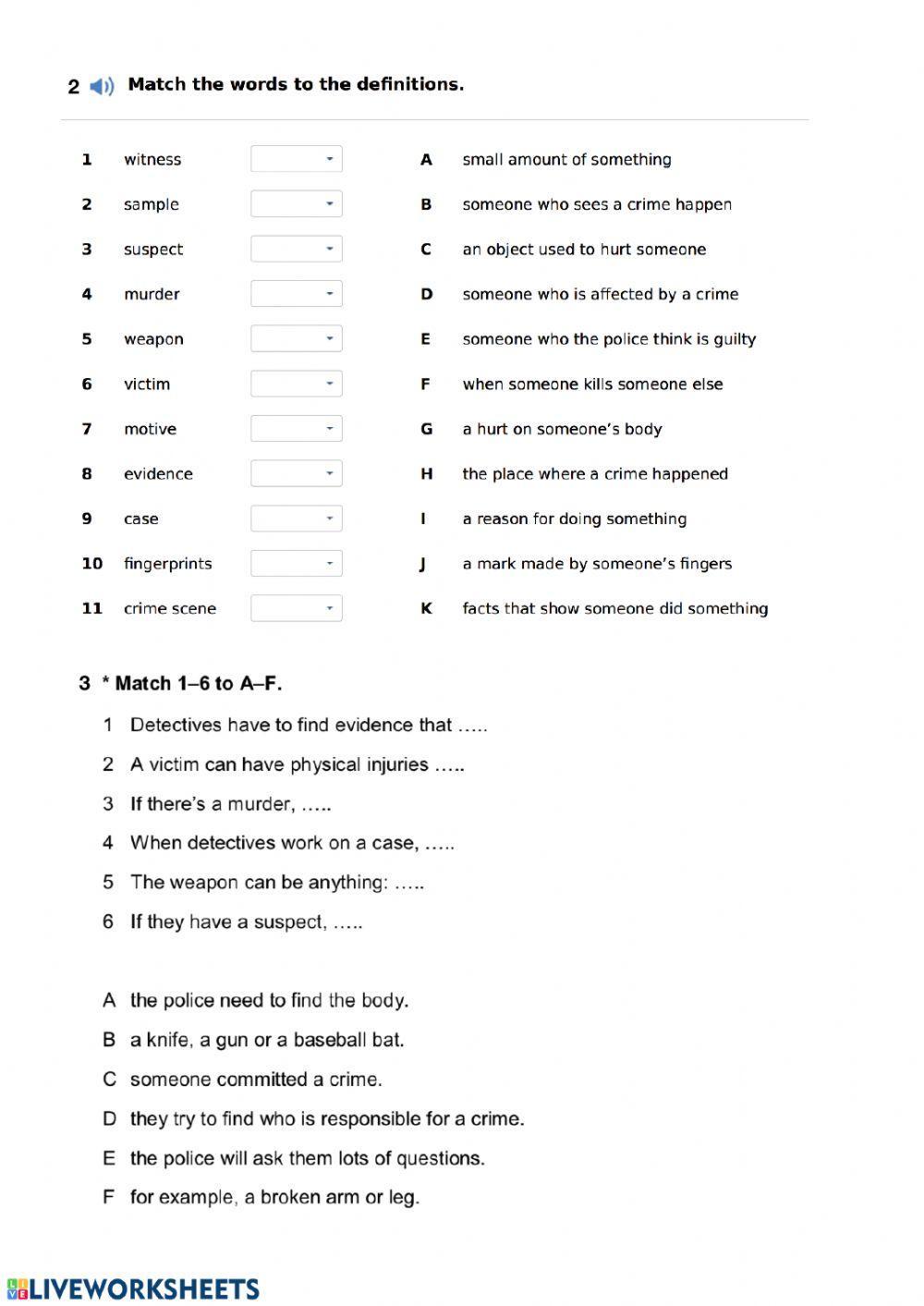 Vocabulary Crime and youth courts