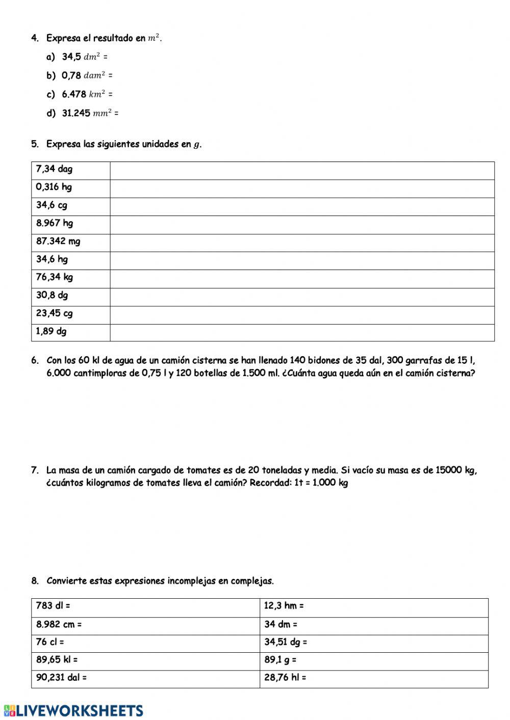 Unidades de masa y capacidad