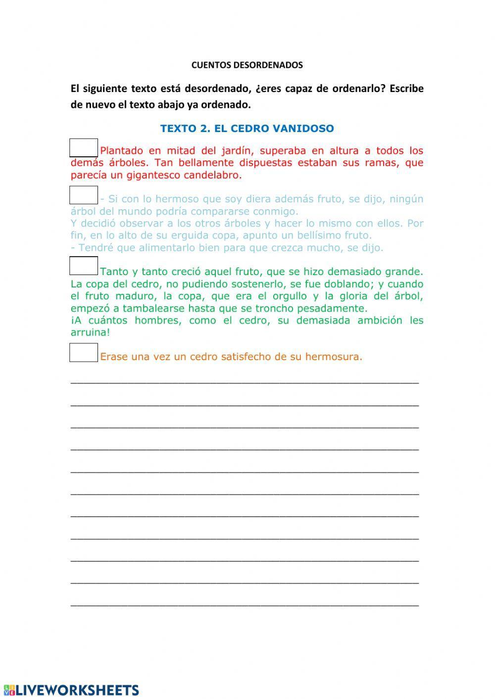 Cuentos desordenados. El cedro vanidoso