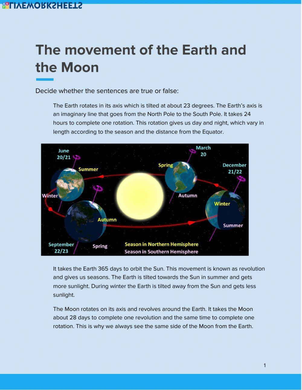 The Movement of the Earth and the Moon