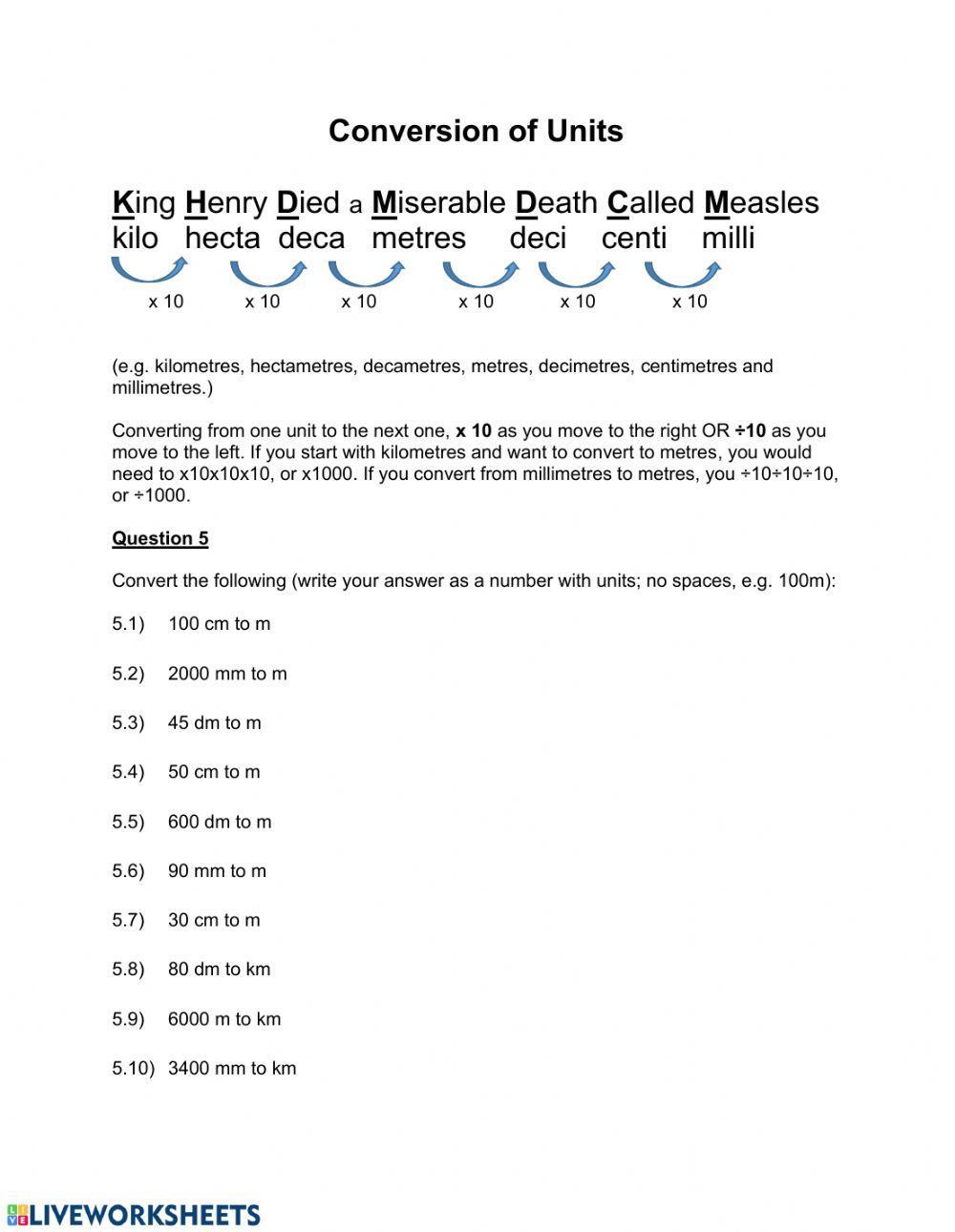 74733 | Conversion of Units | MrsKW | LiveWorksheets