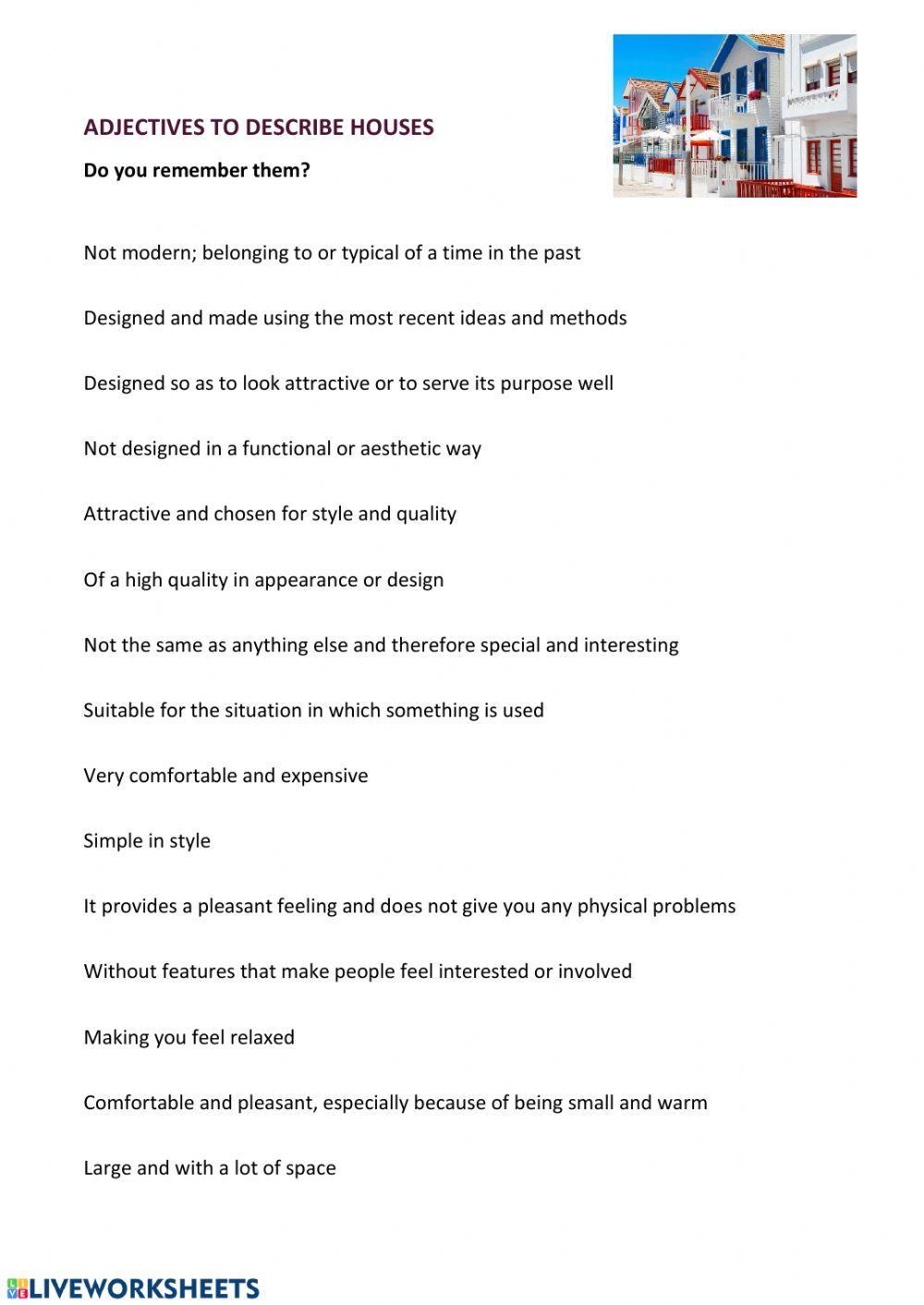 B2.1 Adjectives to describe houses