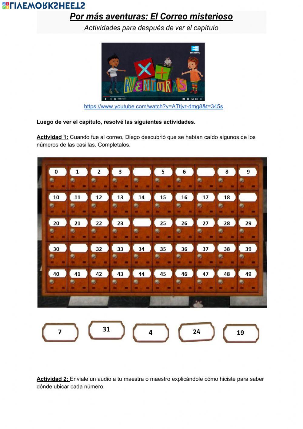 Actividades para realizar después de ver Por más aventuras: El correo misterioso - nivel 1