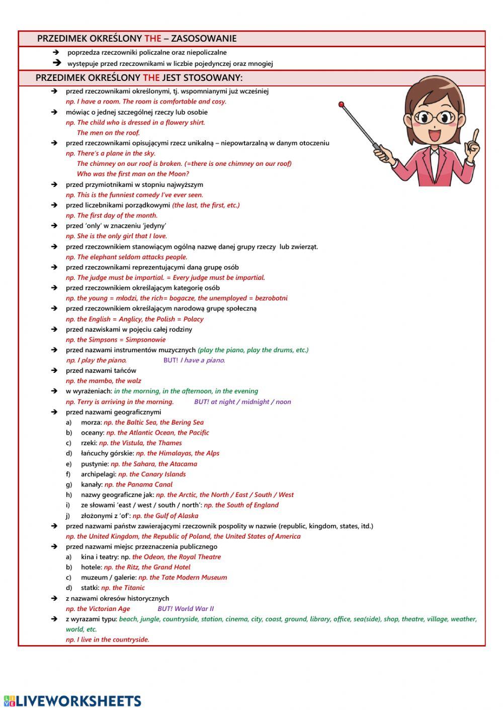 The - przedimek określony
