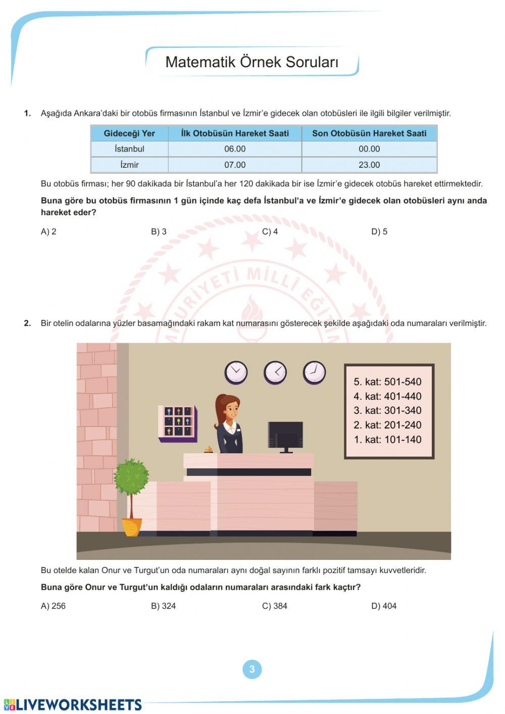 Mart ayi örnek sorular matemati̇k