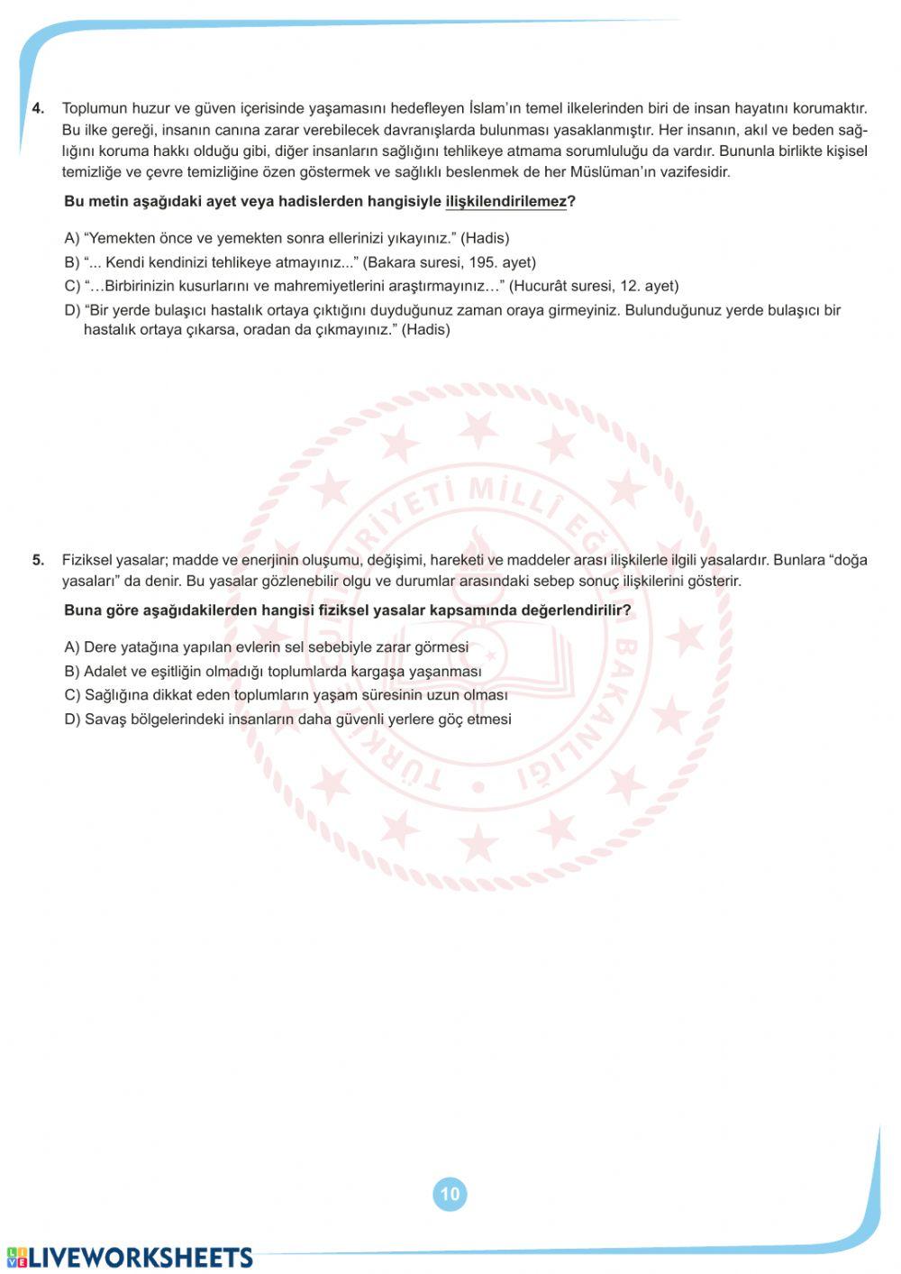 Mart ayi örnek sorular türkçe