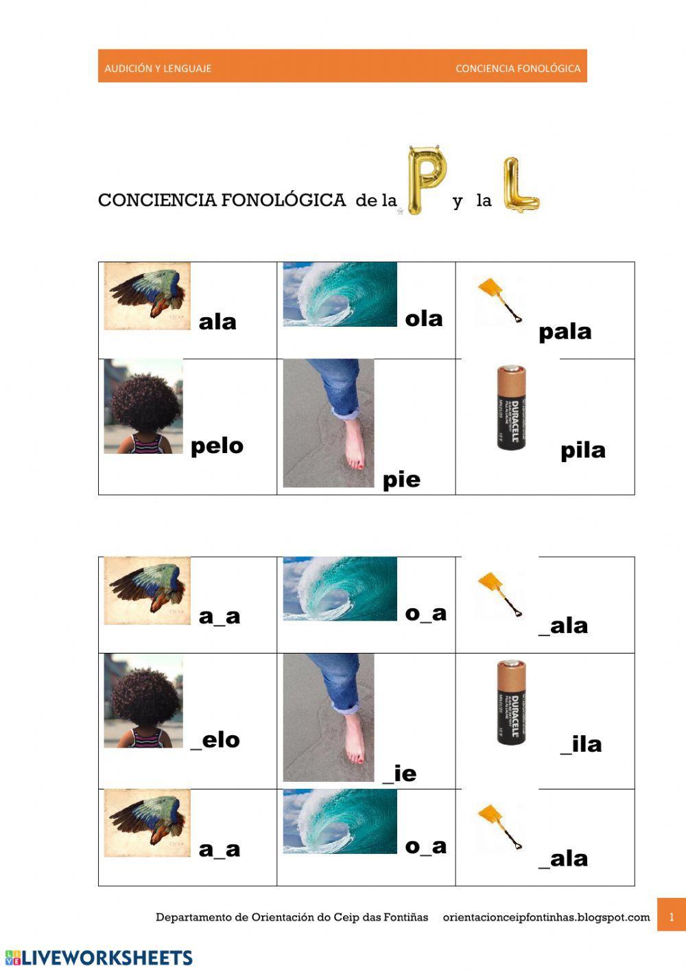 Conciencia fonológica p y l