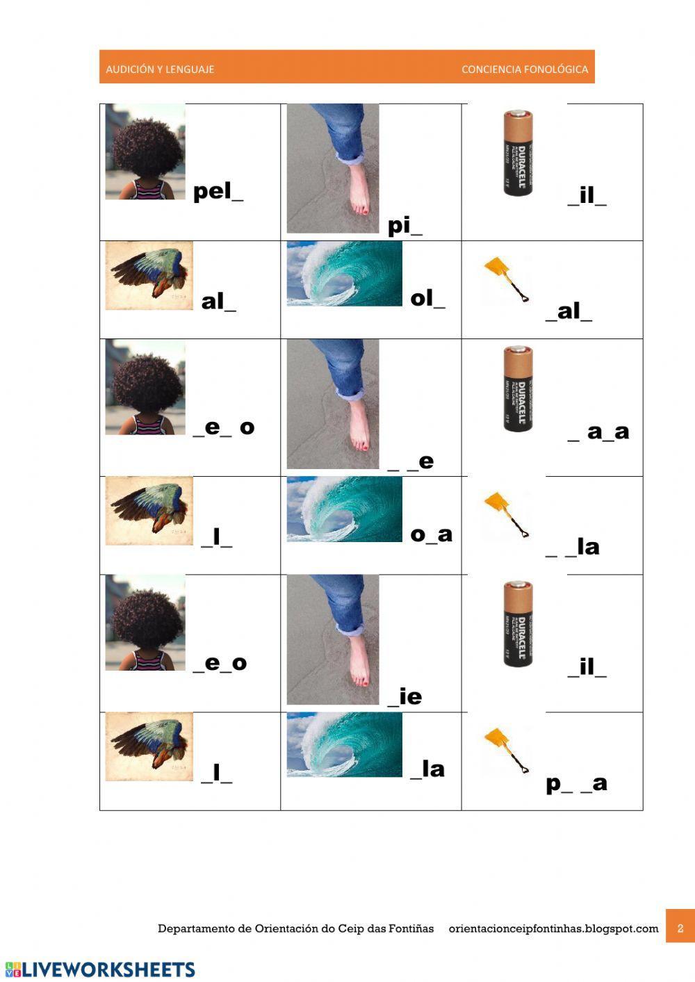 Conciencia fonológica p y l