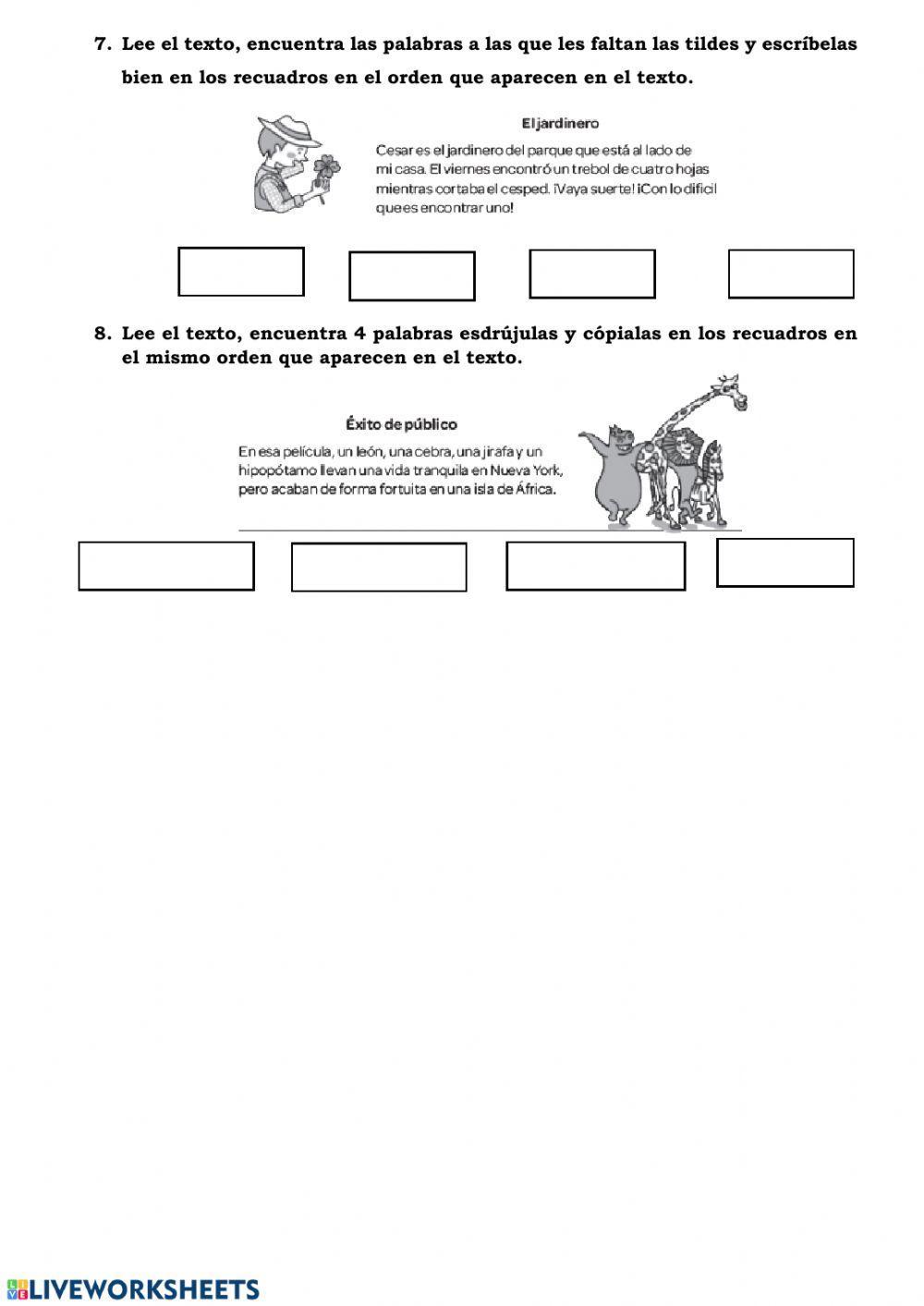 Acentuación agudas, llanas y esdrújulas