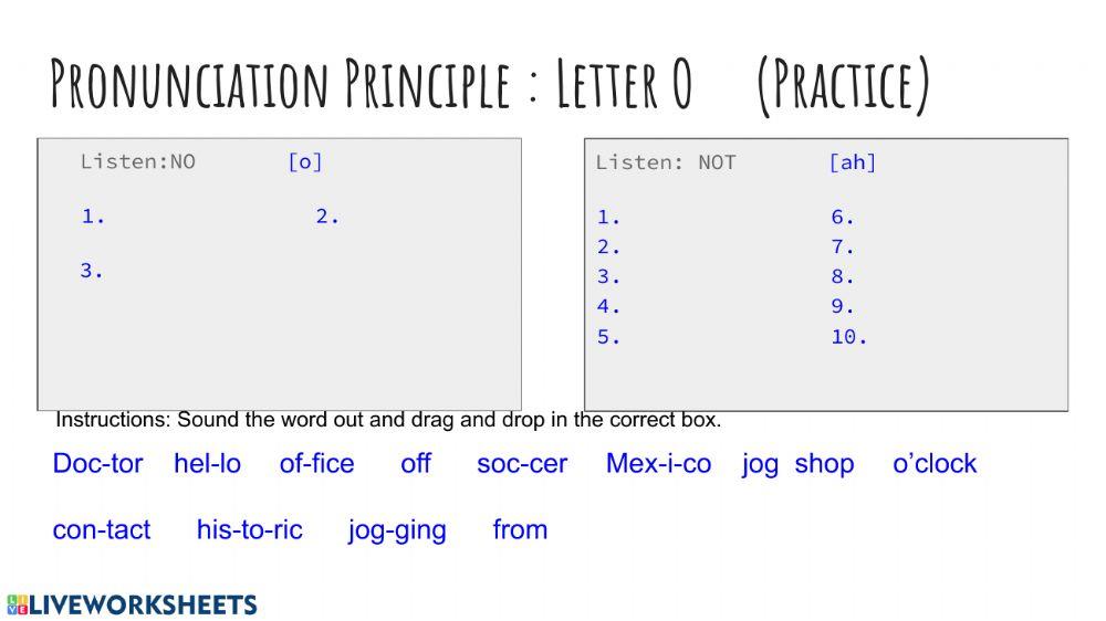 Pronunciation Practice Letter O