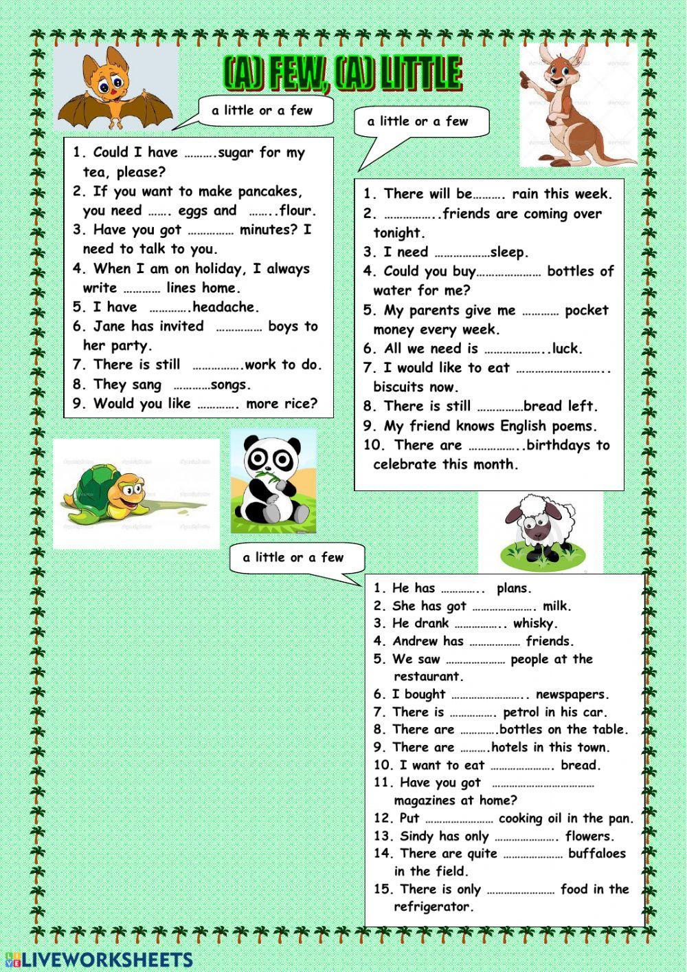 a few a little a lot of liveworksheets