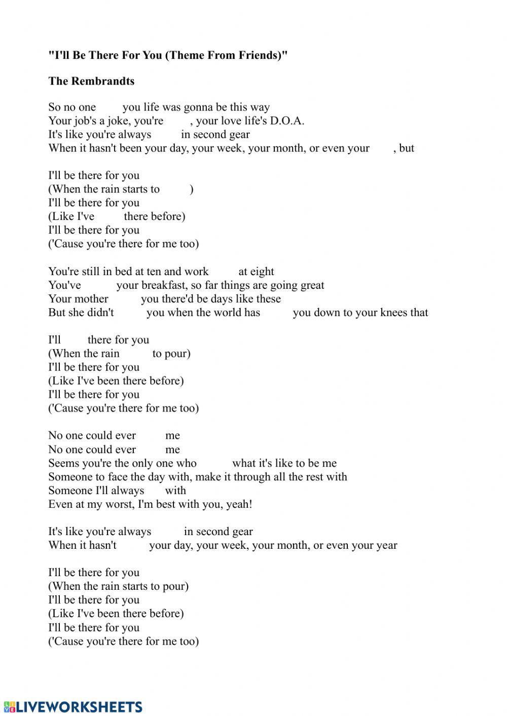 I'll be there with you -