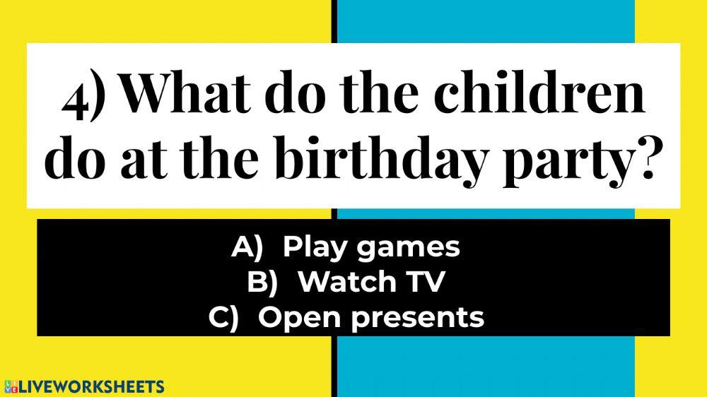 Birthday Party Quiz