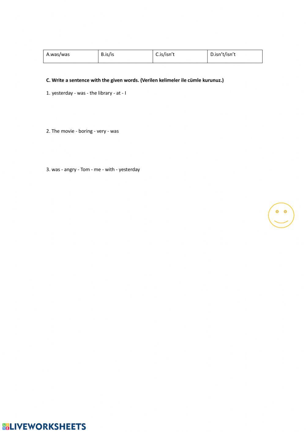 Was - Were Worksheet