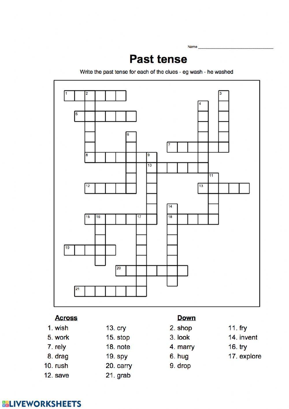 Regular verbs crosswords