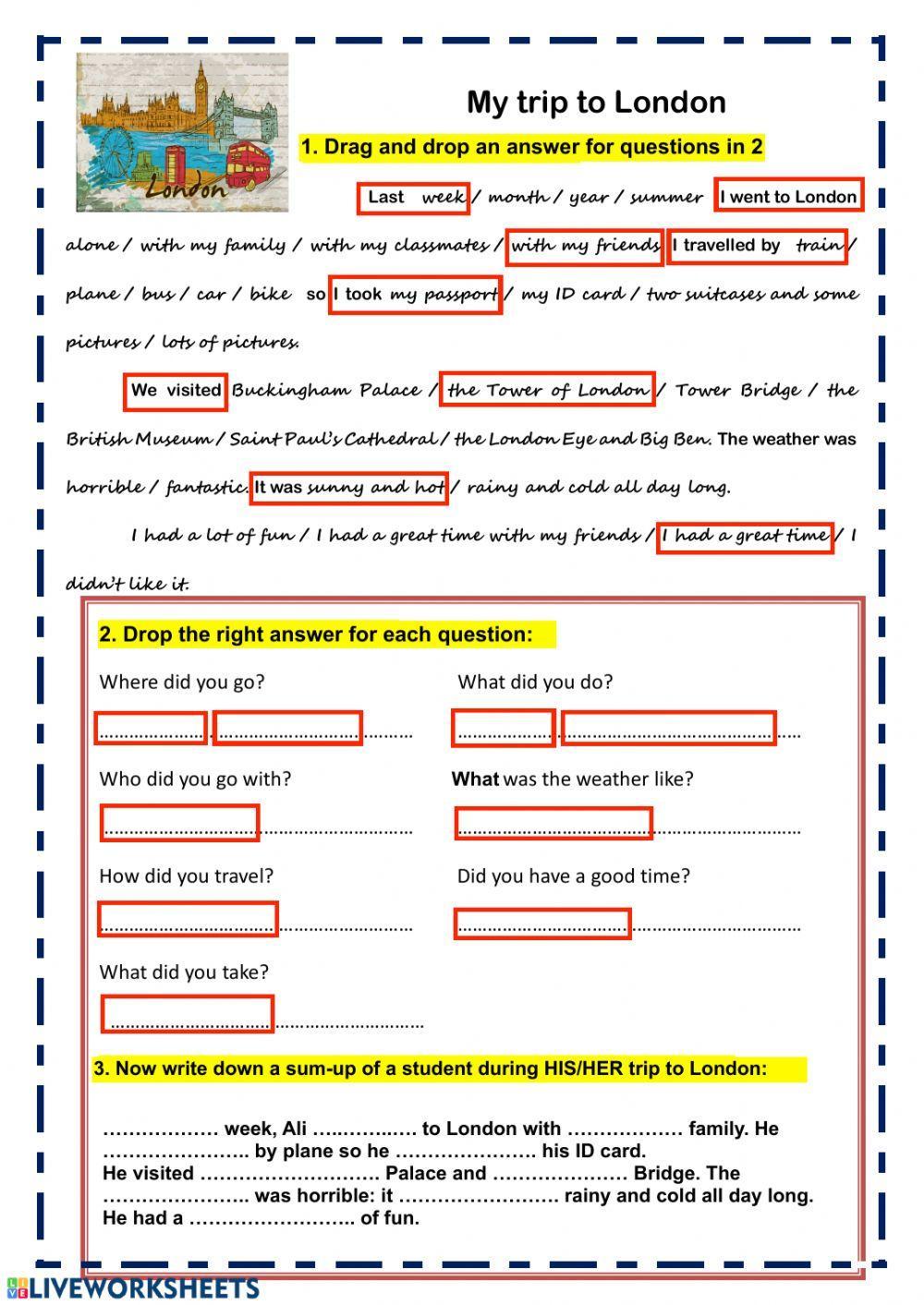 Tell someone's trip to London