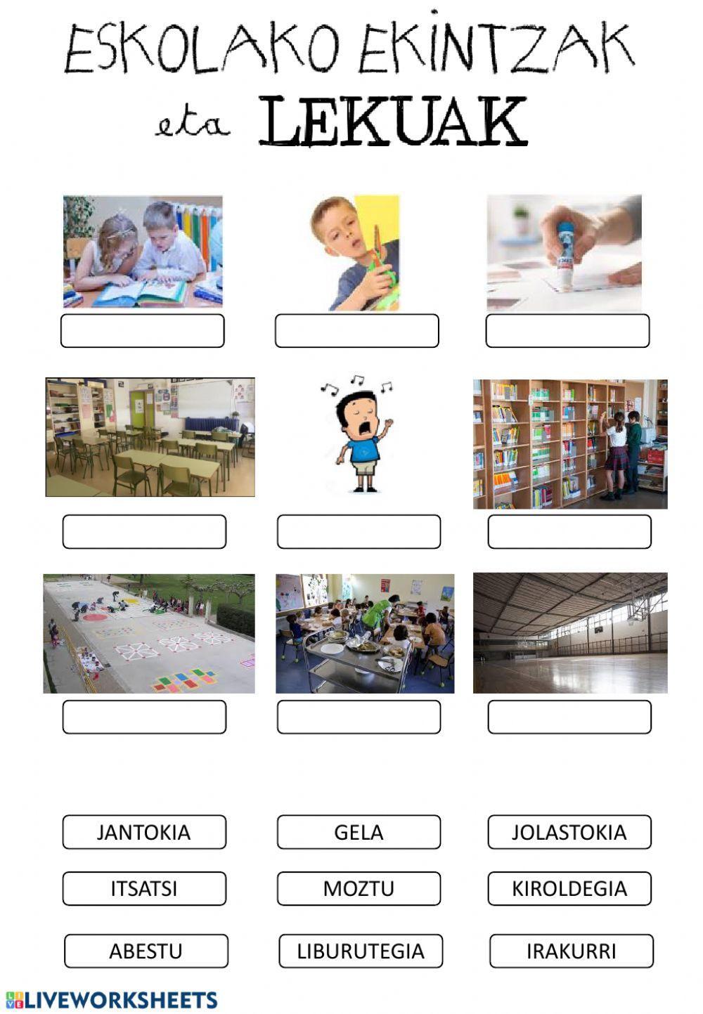 Eskolako ekintzak eta lekuak