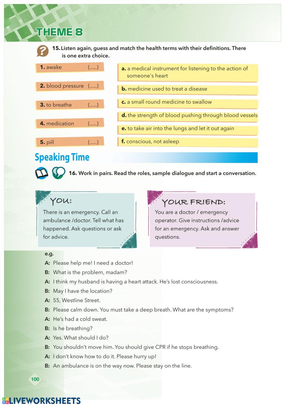 Grade 9 Theme 8 Emergency and Health Problems SB Page 99-100
