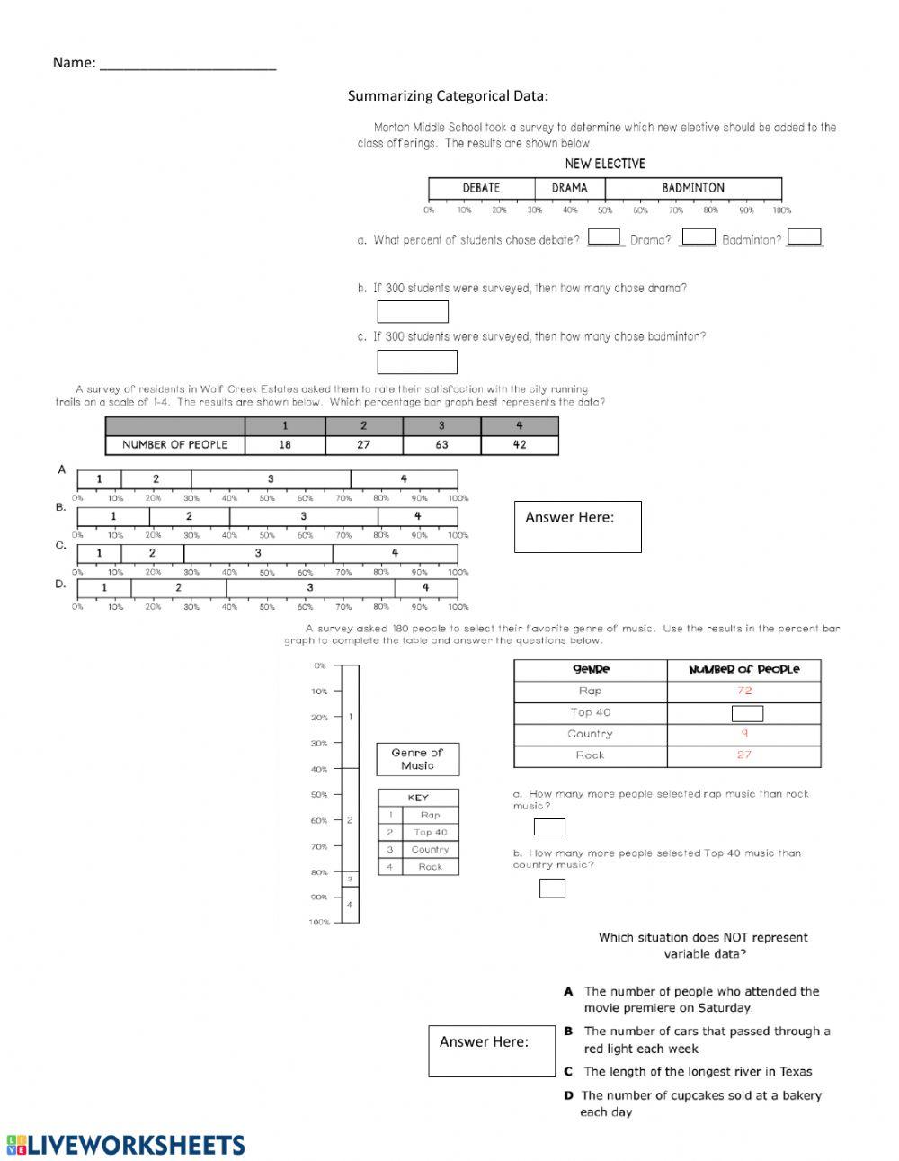 Summarizing Categorical Data 75585 | bfrench9 | Live