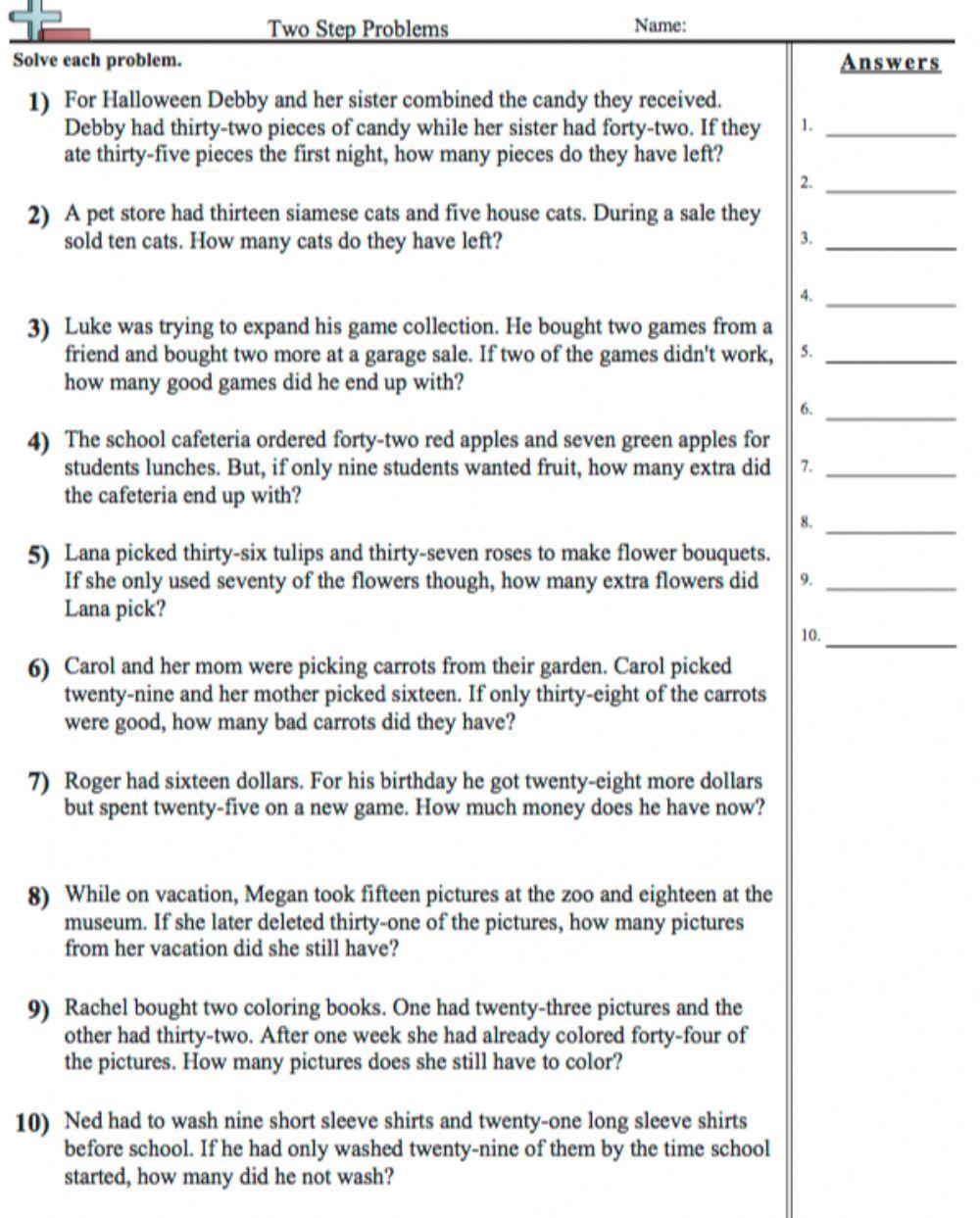 Two Step Problems Two Step Problems