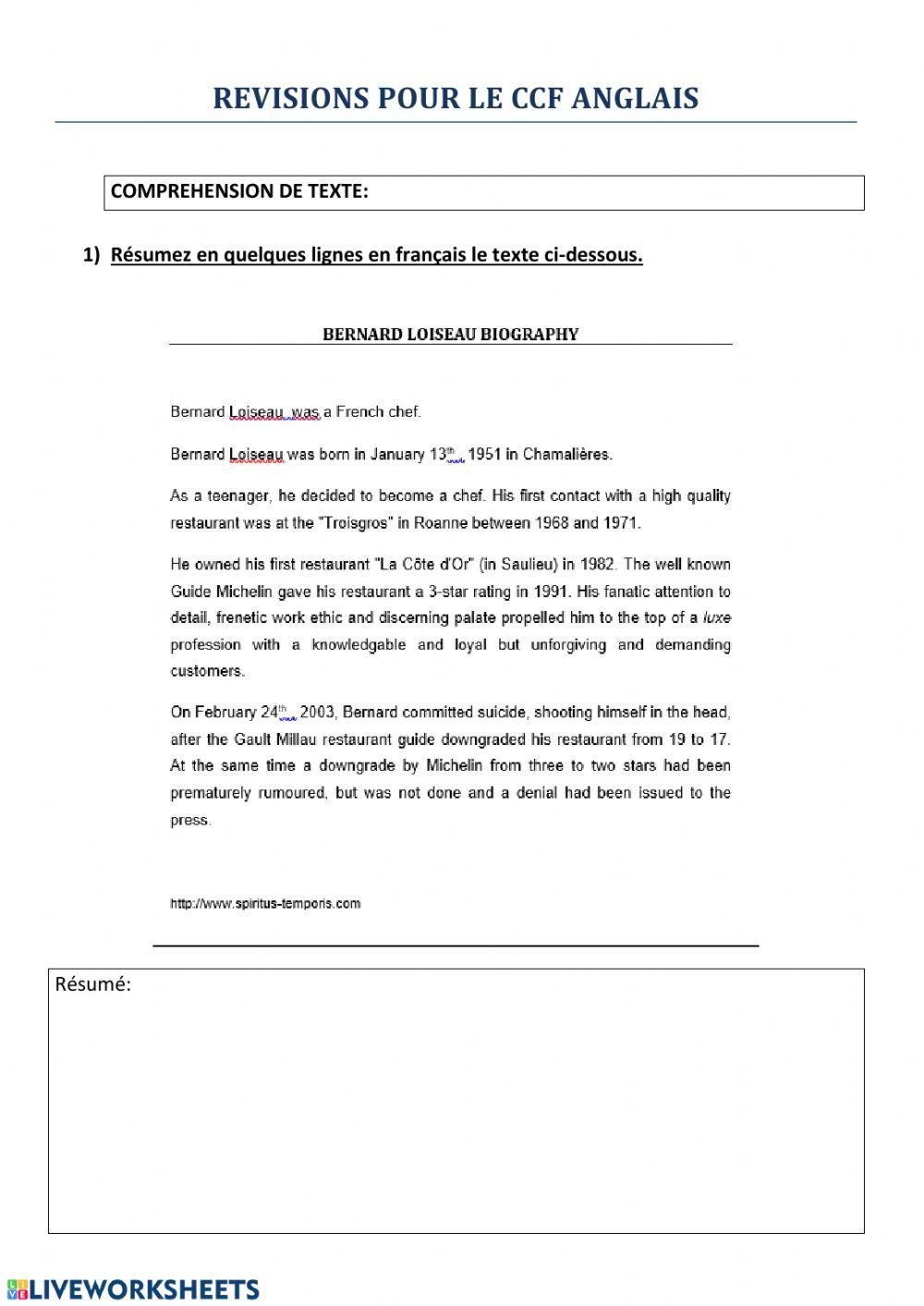 Bernard loiseau biography