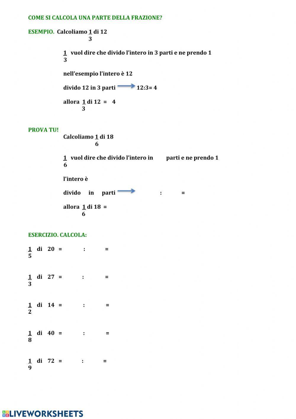 Calcolo 1 parte frazionaria