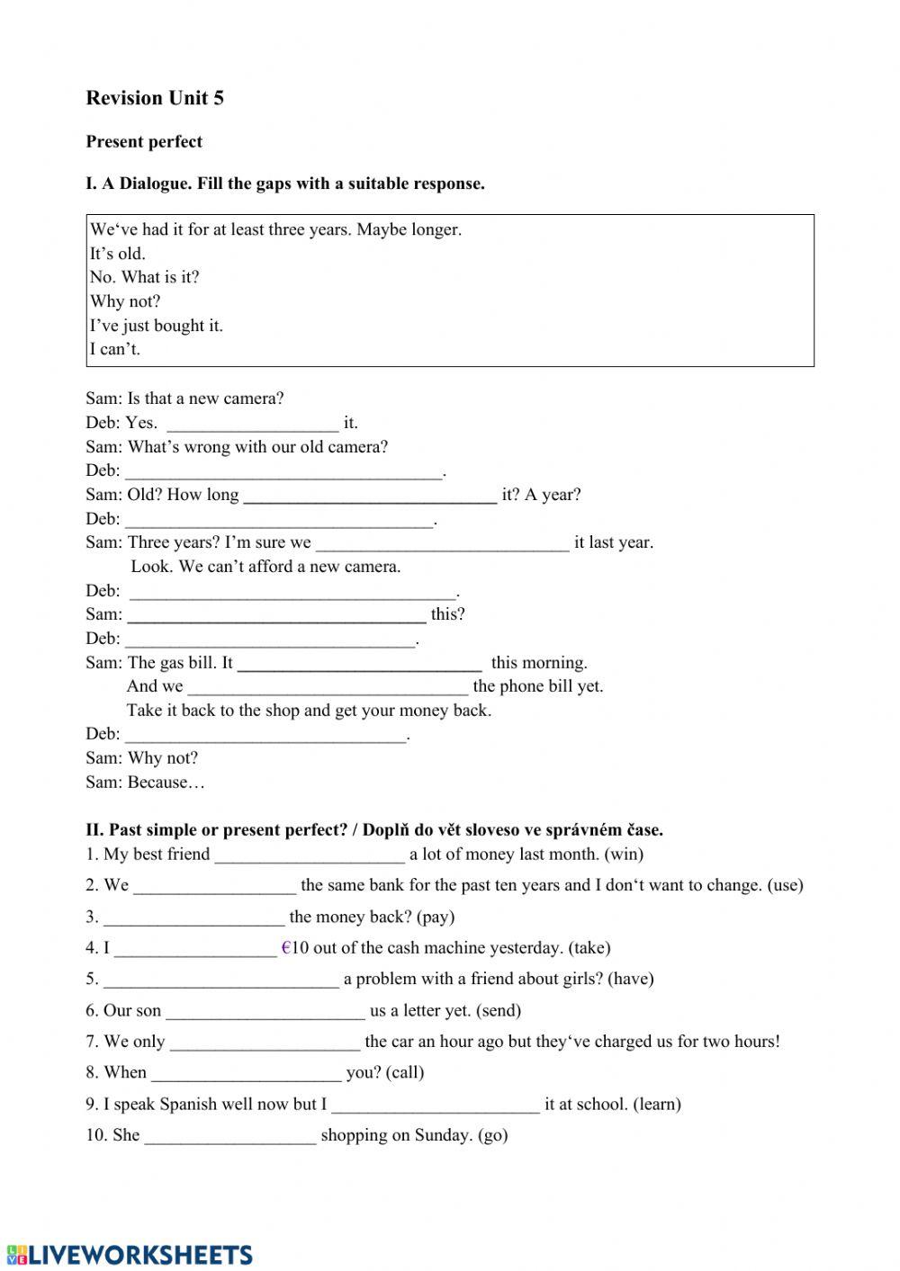 Present perfect - past simple practice