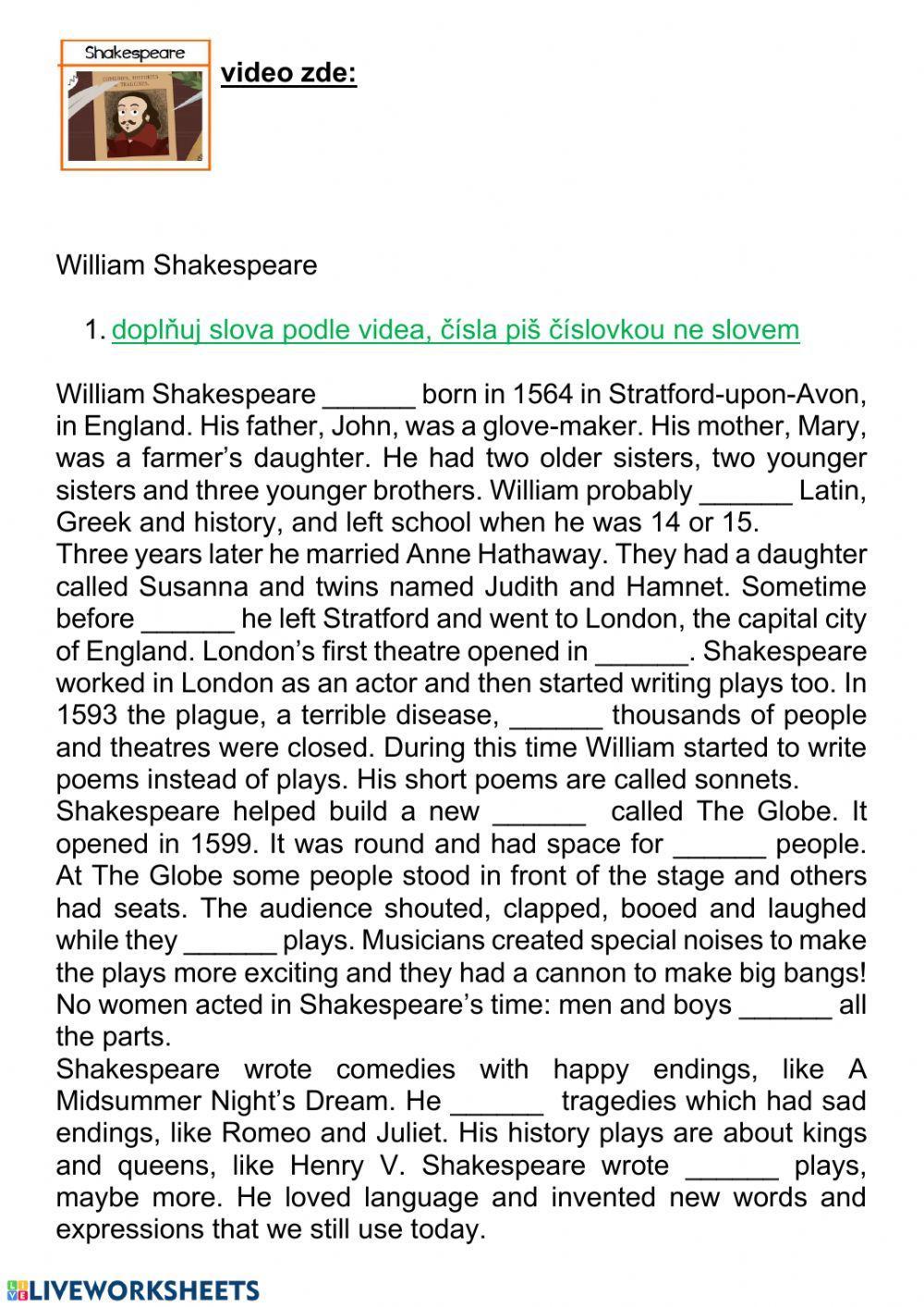 Shakespeare - life - past simple