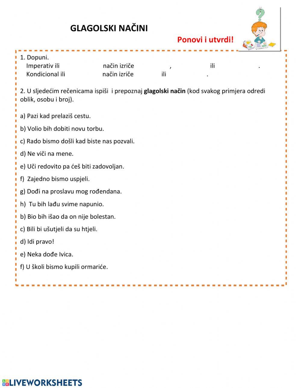 Glagolski načini - vježba