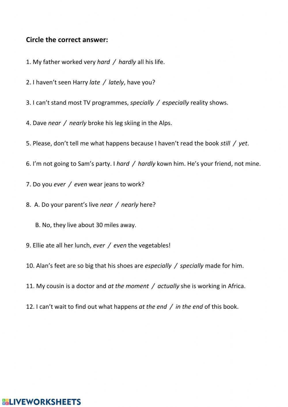 B2.2 Adverbs and adverbial phrases