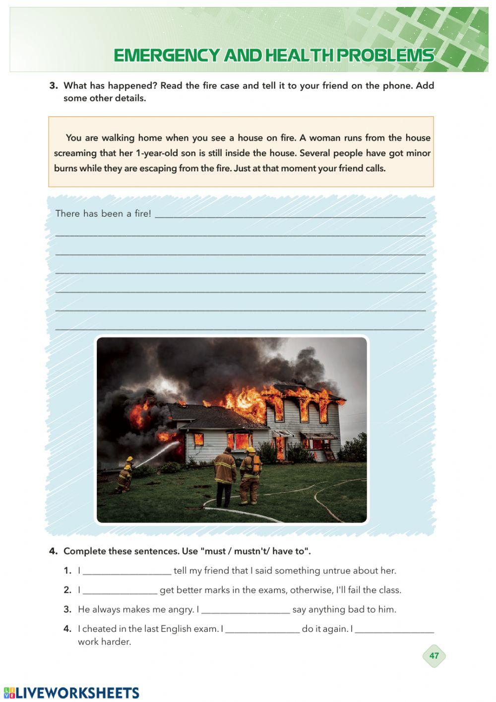 Grade 9 Theme 8 Emergency and Health Problems WB Page 47