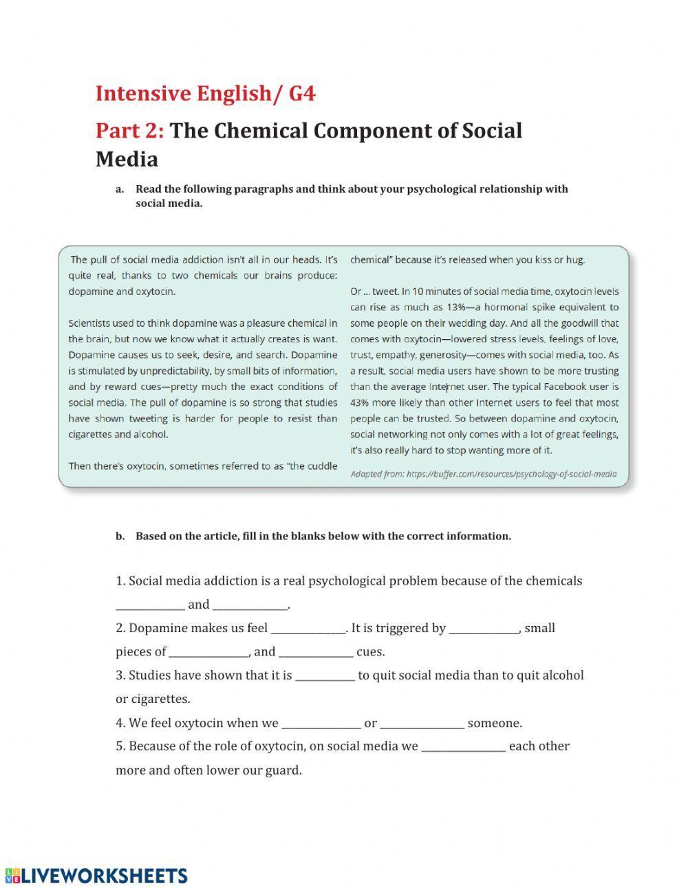 Impact of Social Media Worksheet 1