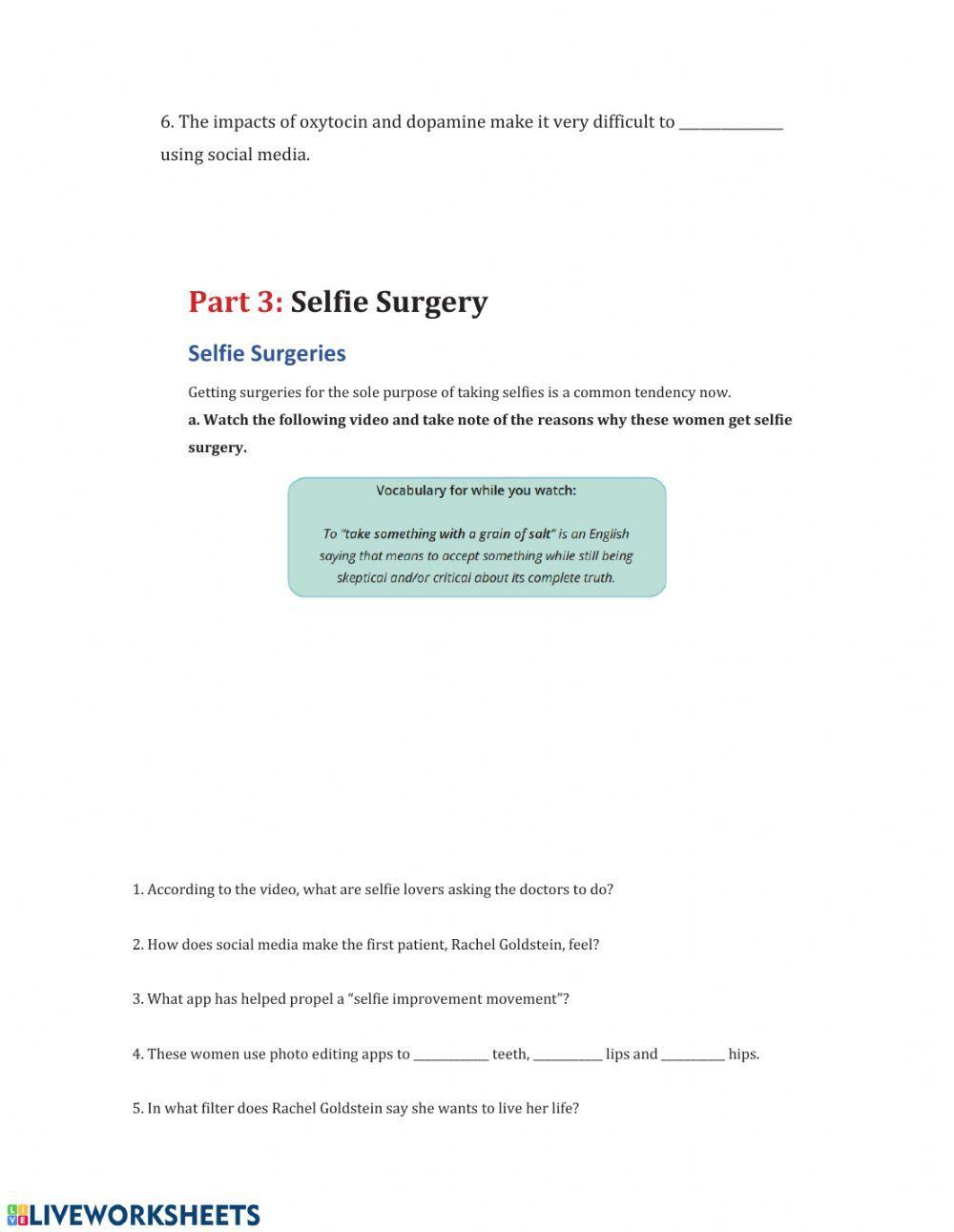 Impact of Social Media Worksheet 1