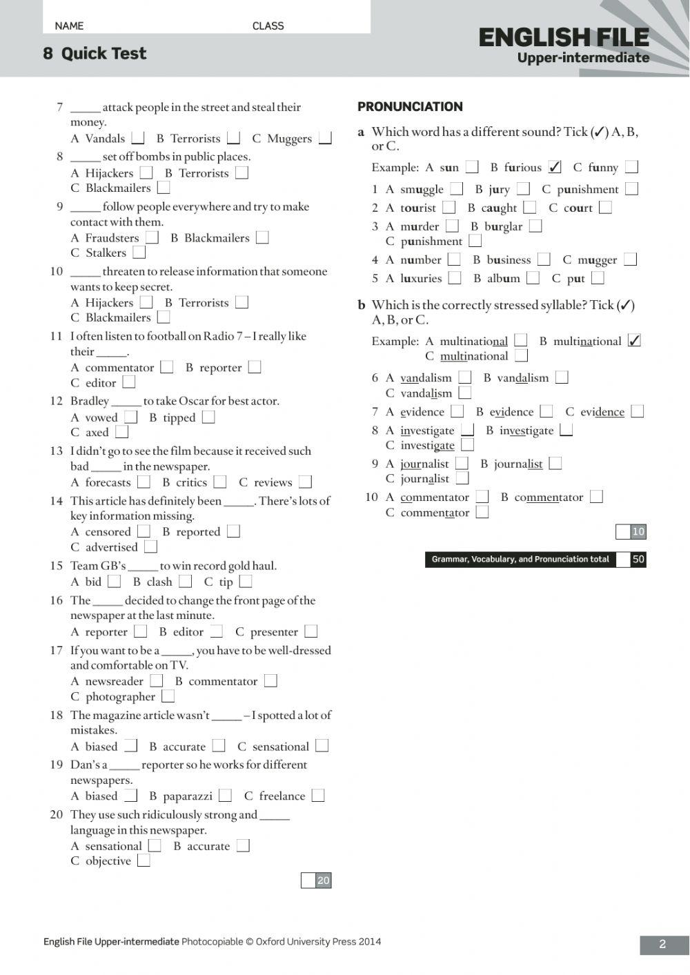 5432991 | Test English File Upper-Intermediate Unit 8